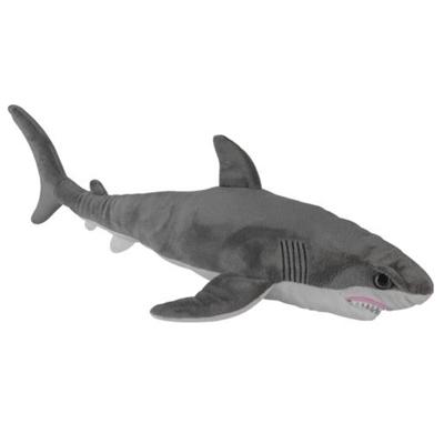 Nature Planet Knuffeldier witte haai - zachte pluche stof - veel details - grijs - 58 cm