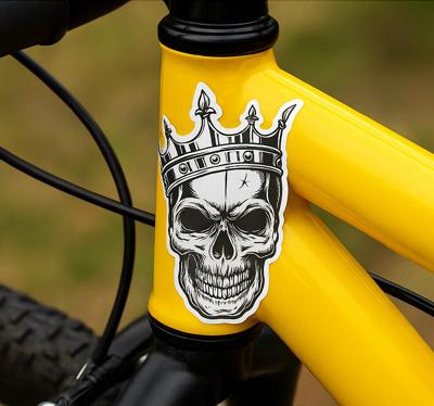 Zwart-witte schedel fiets sticker
