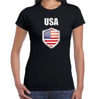 USA Amerika landen supporters t-shirt - zwart - dames - fan kleding - korte mouwen