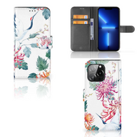 iPhone 13 Pro Telefoonhoesje met Pasjes Bird Flowers - thumbnail