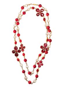 CHANEL Pre-Owned collier Gripoix serti de perles artificielles - Rouge