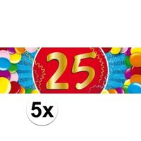 5x 25 Jaar leeftijd stickers verjaardag versiering   -