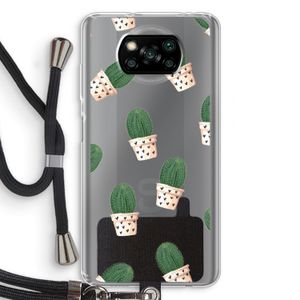 Cactusprint roze: Xiaomi Poco X3 NFC Transparant Hoesje met koord