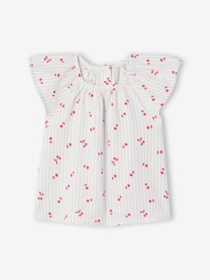 Blouse met korte mouwen voor babymeisjes blauw, gestreept