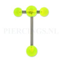 Tongpiercing acryl met extra barbell UV geel