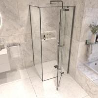 Douchecabine Sanivo Tira Met Vast Paneel Helder Glas Met Montagesets Gunmetal