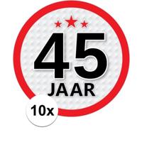 10x 45 jaar leeftijd sticker - rond - dia 15 cm - 45 jaar verjaardag/jubileum/leeftijd versiering