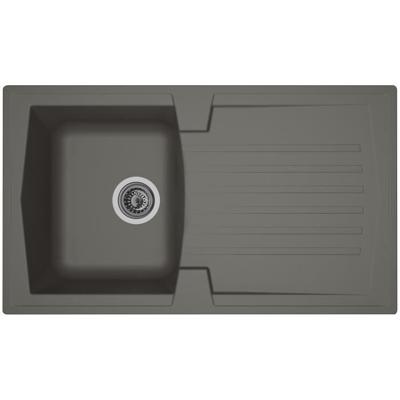 STRADOUR Ingebouwde gootsteen 1 kom + 1 afdruiprek Arena - Hars - 86 x 50 cm - Beton grijs