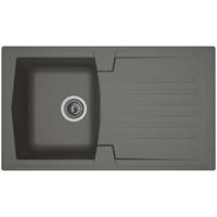 STRADOUR Ingebouwde gootsteen 1 kom + 1 afdruiprek Arena - Hars - 86 x 50 cm - Beton grijs