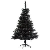 Kunst kerstboom/kunstboom - zwart - kunststof - met voet - H150 cm   - - thumbnail