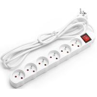 Stekkerdoos 6-voudig met Schakelaar en 5 Meter Kabel - 2300W Wit