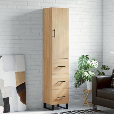 Hoge kast 34,5x34x180 cm bewerkt hout sonoma eikenkleurig