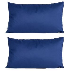 2x stuks bank/sier kussens voor binnen en buiten in de kleur navy 30 x 50 cm Tuinkussens voor buiten