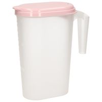 Waterkan/sapkan transparant/roze met deksel 1.6 liter kunststof   -