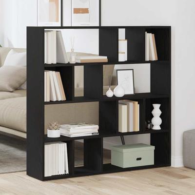Boekenkast/kamerverdeler zwart eiken 105x24x102 cm