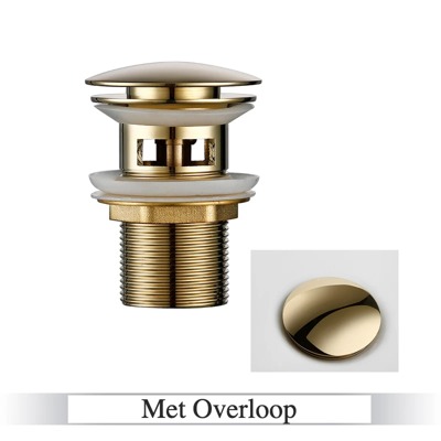 LuxDrain Pop-Up Afvoerplug - Stijlvolle Wastafel Stopper in Zwart, Goud en Rosé