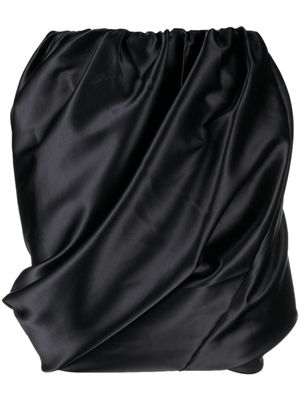 GANNI minijupe en satin à design drapé - Noir