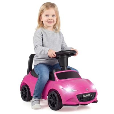 Kinderglijauto Glijauto met Voetsteunen en Opbergruimte Onder de Zitting Kinderauto met Kantelbeveiliging en Wieltjes voor Peuters van 12-36 Maanden-Roze