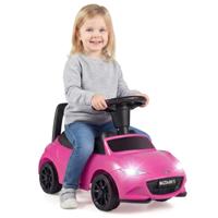 Kinderglijauto Glijauto met Voetsteunen en Opbergruimte Onder de Zitting Kinderauto met Kantelbeveiliging en Wieltjes voor Peuters van 12-36 Maanden-Roze