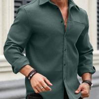 Bon&Bon Homme Men's Brown Corduroy Long Sleeve Casual Button Shirt Cadet Blue / XXL