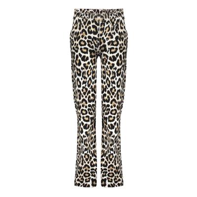 Geisha winter wide broek meisjes - zwart/zand - AOP luipaard