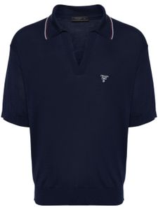 Prada polo à logo brodé - Bleu