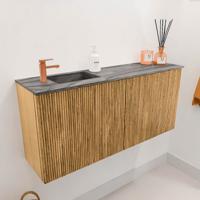 Toiletmeubel Mondiaz Joya Dlux | 90 cm | Meubelkleur Oak | Faye wastafel Sombra Wasbak Links | 1 kraangat