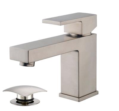 Wiesbaden Rombo wastafelmengkraan + clickwaste geborsteld staal