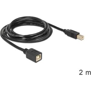 Delock USB-kabel USB 2.0 USB-B stekker, USB-B bus 2 m Zwart 83427