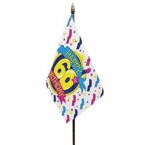 Happy 60th Birthday vlaggetje met stokje