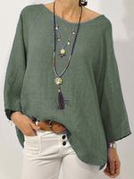 Casual Solid Long Sleeve Tops - thumbnail
