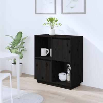 Dressoir 74x35x80 cm massief grenenhout zwart