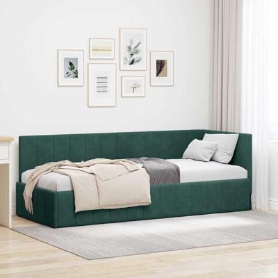 Hoekbedframe met hoofdeinde Donkergroen 80 x 200 cm Fluweel
