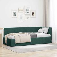 Hoekbedframe met hoofdeinde Donkergroen 80 x 200 cm Fluweel