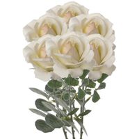 6x Creme witte rozen/roos kunstbloemen 37 cm