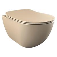 Creavit Hangend Toiletset - 35.3x51cm - spoelrandloos - met zitting - mat cappucino SW1152737/SW1152715 Creavit Hangend Toiletset - 35.3x51cm - spoelrandloos - met zitting - mat cappucino SW1152737/SW1152715
