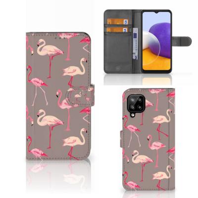 Samsung Galaxy A22 4G | M22 | Telefoonhoesje | Met pasjeshouder | Flamingo