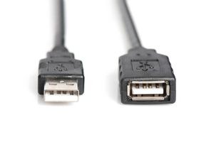 USB Verlengkabel [1x USB-A 2.0 stekker - 1x USB 2.0 bus A] 10.00 m Zwart Digitus