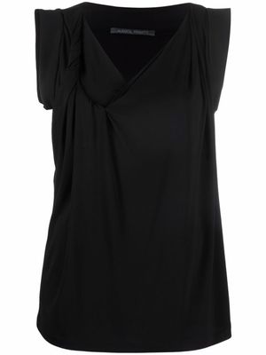 Alberta Ferretti blouse sans manches à col v - Noir
