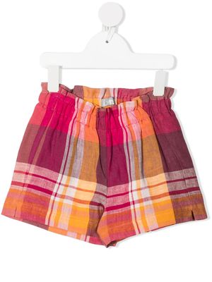 Il Gufo short en lin à carreaux - Rose