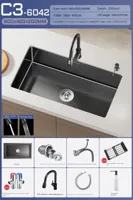 Luxe Waterval Keukenspoelbak - Zwart RVS | Enkelbak | Onderbouw | Inclusief Kraan & Zeepdispenser