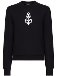 Dolce & Gabbana logo-embroidered virgin wool jumper - Bleu