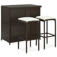 3-delige Barset poly rattan bruin - thumbnail