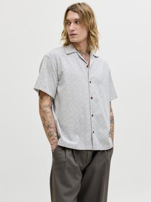 Jack & Jones Jprbluwinson Print Dobby S/s Shirt Ln Overhemd 4944220 Ashley Blue Relaxfit