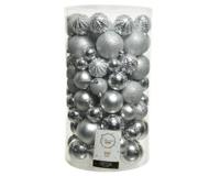 Kerstballen koker a 100 kunststof zilver