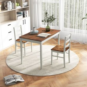 5-Delige Eettafelset Eettafel met 4 Stoelen Eetgroep van Massief Hout Keukentafel Eetkamerset Zitgroep voor Eetkamer Keuken