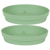 EDA Bloempot onderschaal Toscane - 2x stuks - kunststof - groen - D28 cm - opvangschalen
