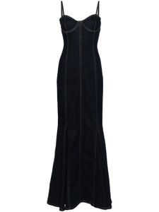 alice + olivia robe longue Natacha en jean - Bleu