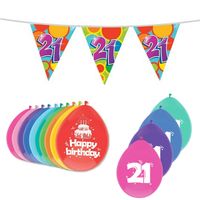 Leeftijd verjaardag thema 21 jaar pakket ballonnen/vlaggetjes - Feestpakketten - thumbnail