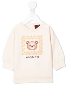 Aigner Kids pull à logo imprimé - Tons neutres